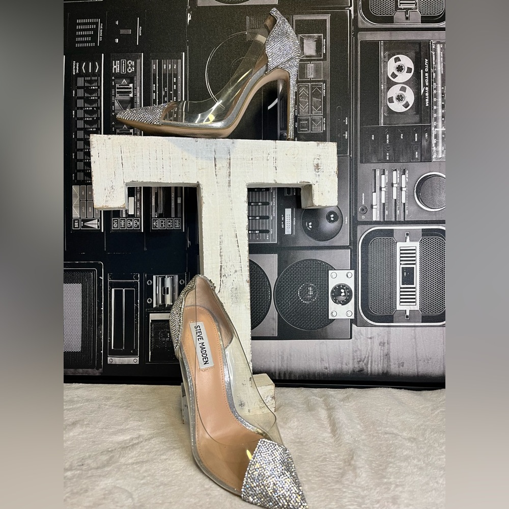Steve Madden Clear Sparkling Heels